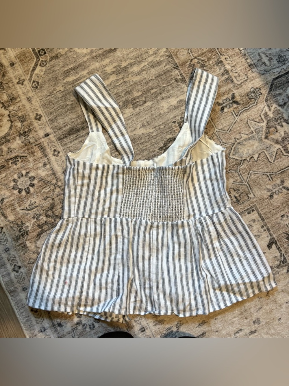 Reformation Evie striped Linen Top size 10 white blue - Picture 7 of 12